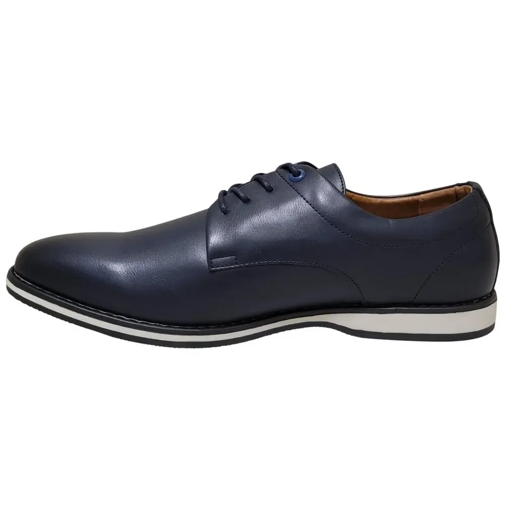 Nine West Men Mathias Plain Toe Derby Oxfords Size US 11M Navy Blue Faux Leather